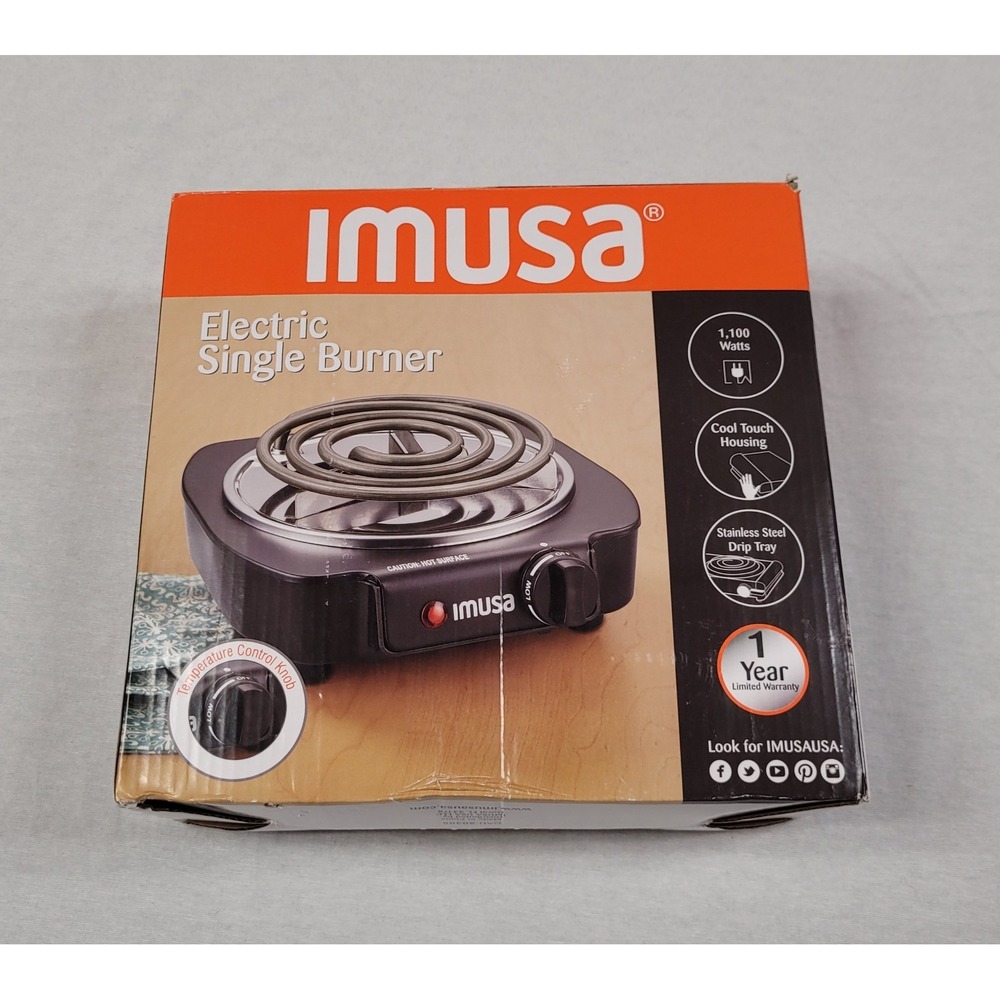 IMUSA Electric Single Burner Portable Cooking Appliance 1100-watt Black NEW